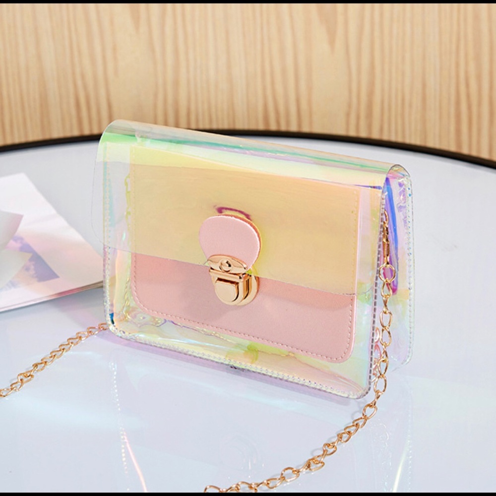 Transparent chain crossbody bag